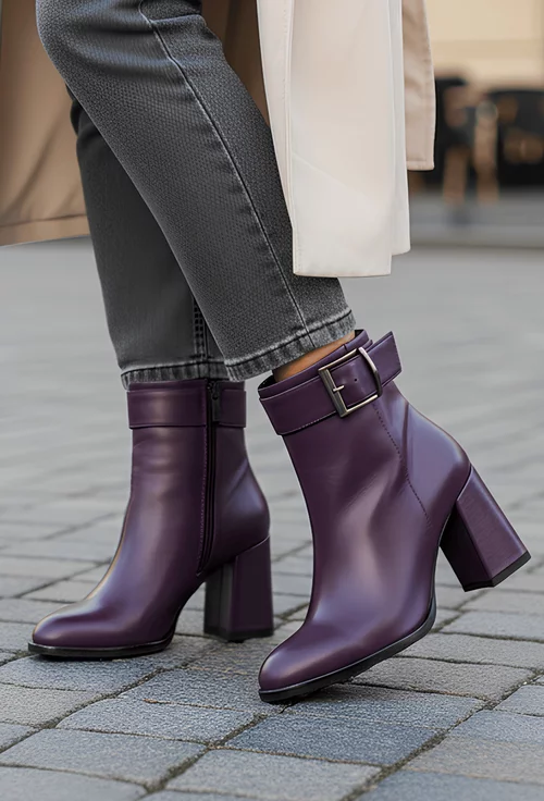 Botine dama NUR mov din piele naturala