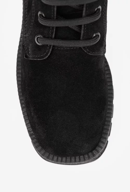 Botine dama NUR negre din piele intoarsa