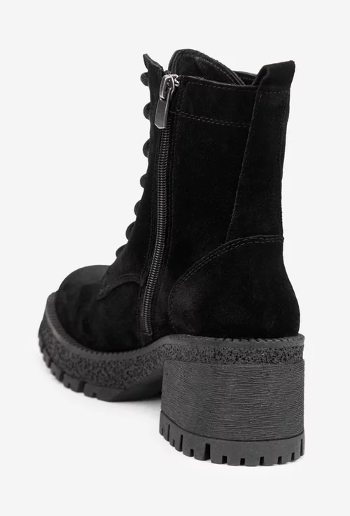 Botine dama NUR negre din piele intoarsa