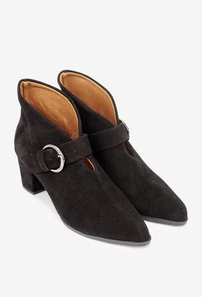 Botine dama NUR negre din piele intoarsa 37