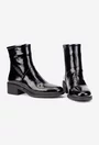 Botine dama NUR negre din piele lacuita