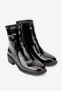 Botine dama NUR negre din piele lacuita