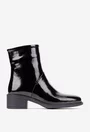 Botine dama NUR negre din piele lacuita