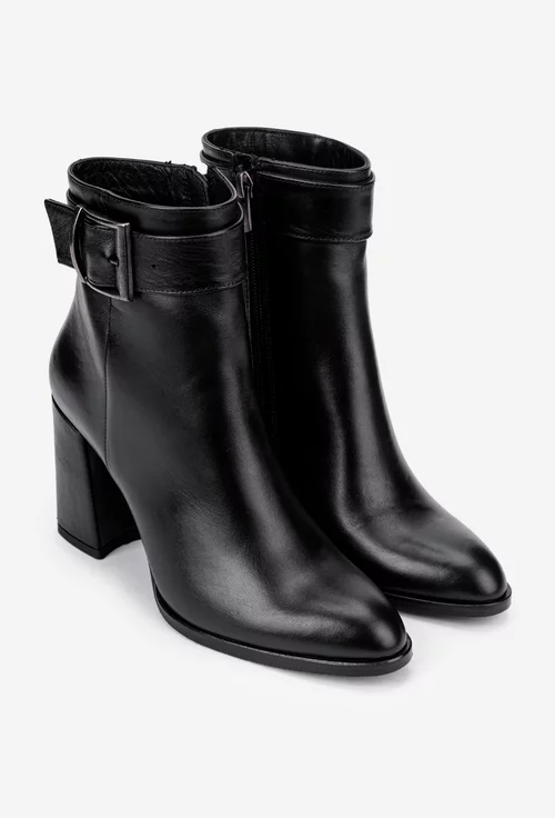 Botine dama NUR negre din piele naturala