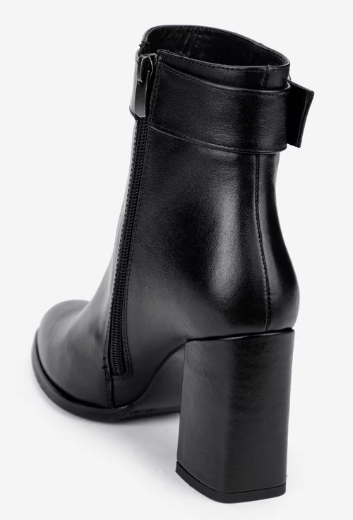 Botine dama NUR negre din piele naturala