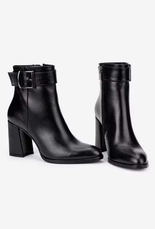 Botine dama NUR negre din piele naturala