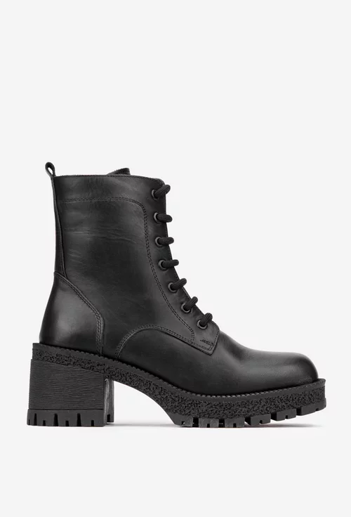 Botine dama NUR negre din piele naturala