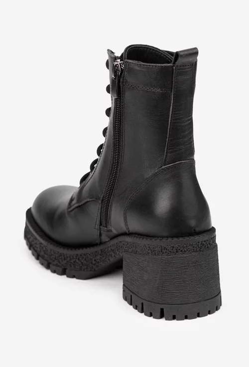 Botine dama NUR negre din piele naturala