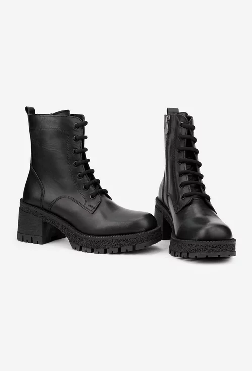 Botine dama NUR negre din piele naturala