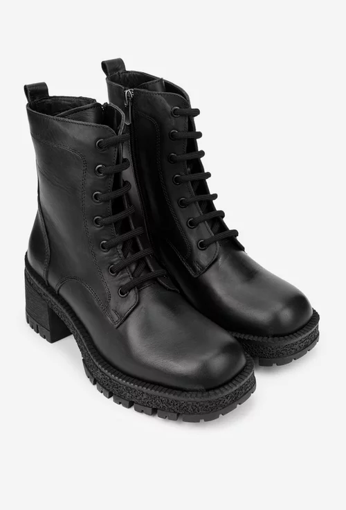 Botine dama NUR negre din piele naturala