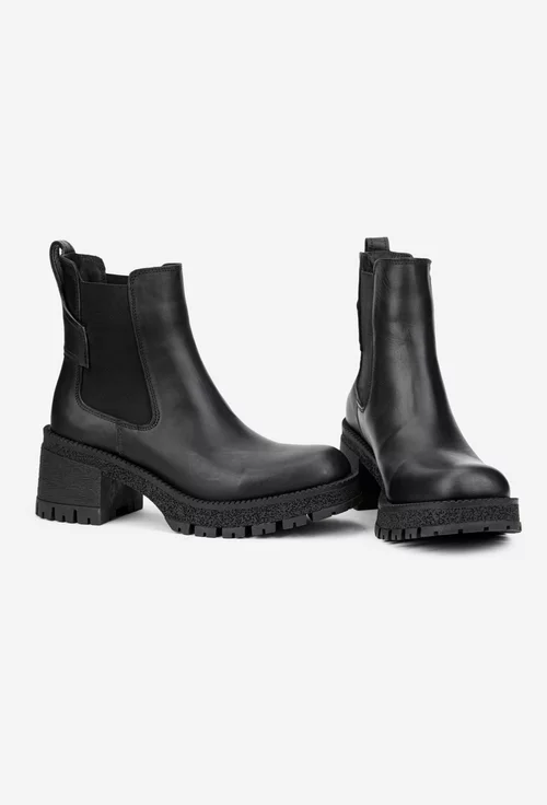 Botine dama NUR negre din piele naturala