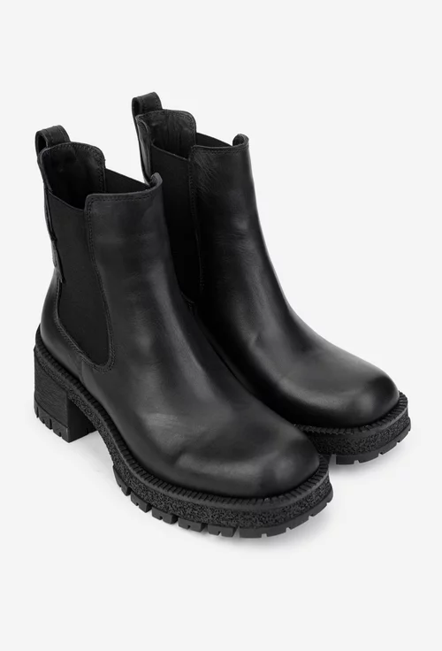 Botine dama NUR negre din piele naturala