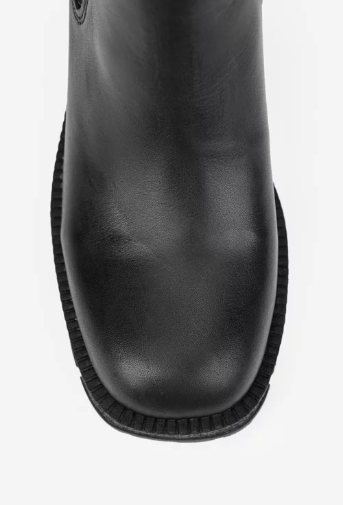 Botine dama NUR negre din piele naturala