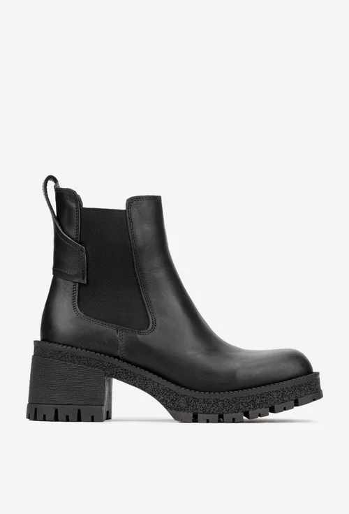 Botine dama NUR negre din piele naturala