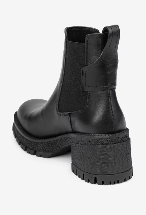 Botine dama NUR negre din piele naturala
