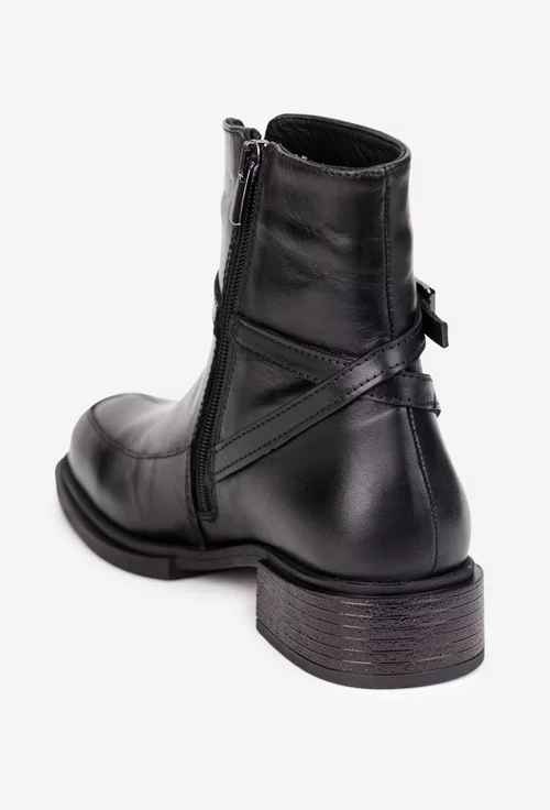 Botine dama NUR negre din piele naturala