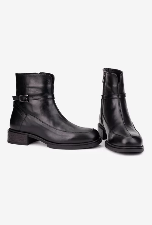 Botine dama NUR negre din piele naturala