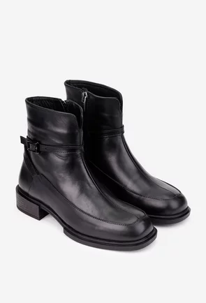 Botine dama NUR negre din piele naturala