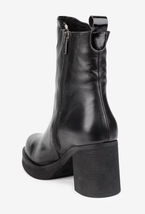 Botine dama NUR negre din piele naturala
