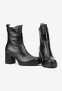 Botine dama NUR negre din piele naturala