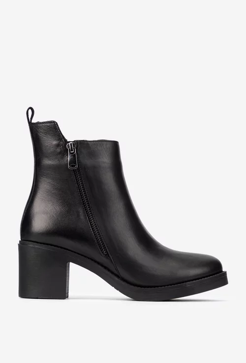 Botine dama NUR negre din piele naturala picture - 2