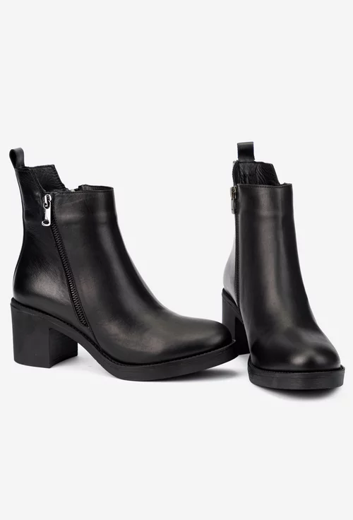 Botine dama NUR negre din piele naturala picture - 5