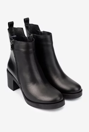 Botine dama NUR negre din piele naturala