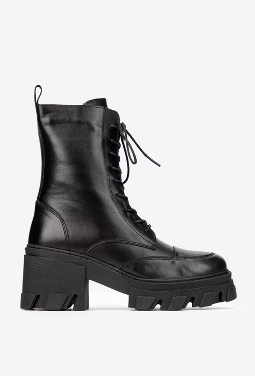 Botine dama NUR negre din piele naturala picture - 2