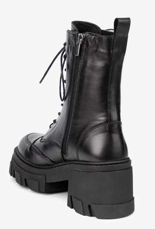Botine dama NUR negre din piele naturala picture - 3