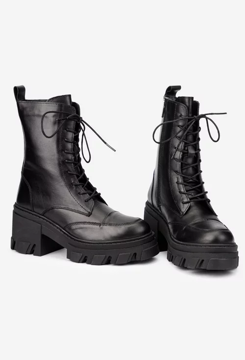 Botine dama NUR negre din piele naturala picture - 5