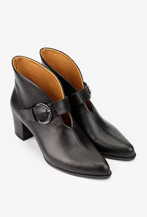 Botine dama NUR negre din piele naturala