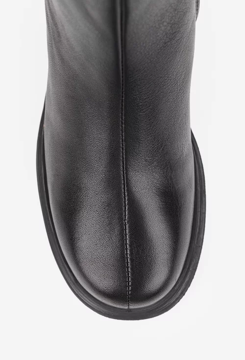 Botine dama NUR negre din piele naturala cu fermoar
