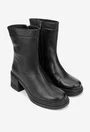 Botine dama NUR negre din piele naturala cu fermoar