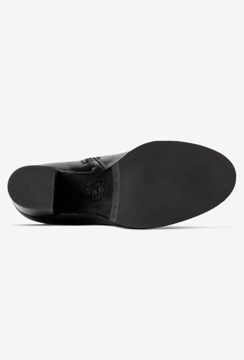 Botine dama NUR negre din piele naturala cu toc