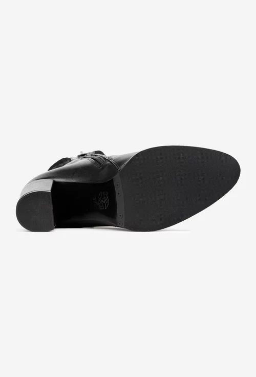 Botine dama NUR negre din piele naturala si material textil