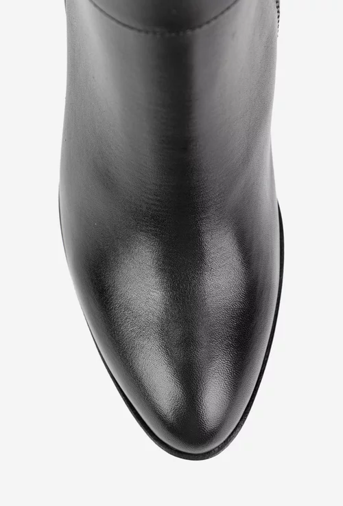 Botine dama NUR negre din piele naturala si material textil