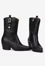 Botine dama NUR negre din piele naturala tip cowboy
