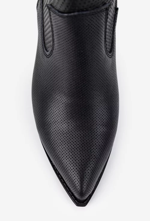 Botine dama NUR negre din piele naturala tip cowboy