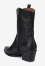 Botine dama NUR negre din piele naturala tip cowboy