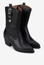 Botine dama NUR negre din piele naturala tip cowboy