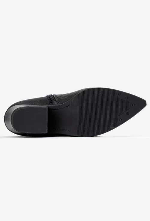 Botine dama NUR negre din piele naturala tip cowboy