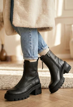 Botine dama NUR piele naturala neagra