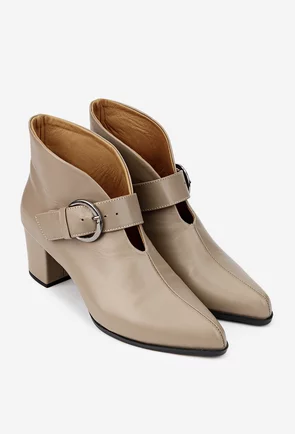 Botine dama NUR taupe din piele naturala