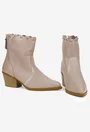 Botine dama NUR taupe din piele naturala cu fermoar la spate