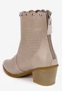 Botine dama NUR taupe din piele naturala cu fermoar la spate
