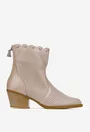 Botine dama NUR taupe din piele naturala cu fermoar la spate