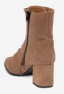 Botine dama taupe din piele intoarsa cu toc