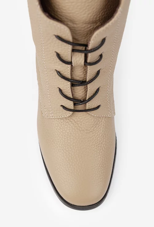 Botine dama taupe din piele texturata picture - 6