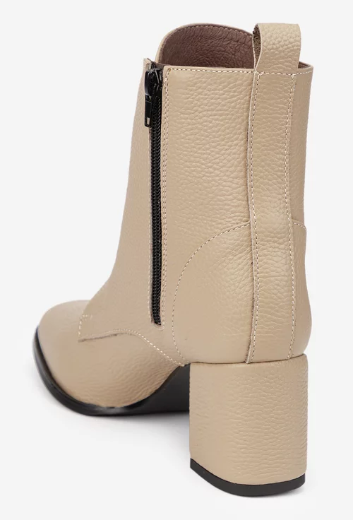 Botine dama taupe din piele texturata picture - 3