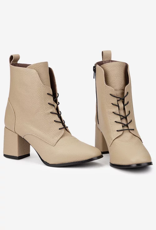 Botine dama taupe din piele texturata picture - 5